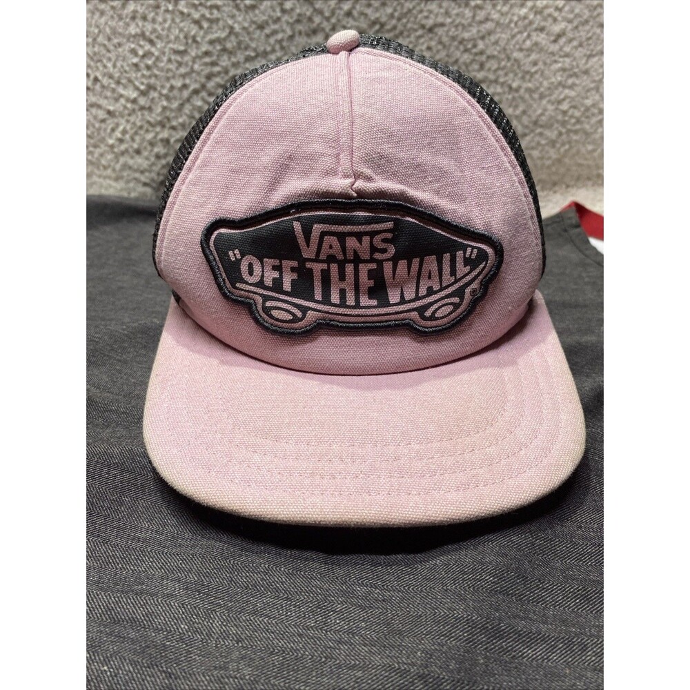 Vintage Vans Off The Wall PINK Trucker Hat Cap Mesh SnapBack